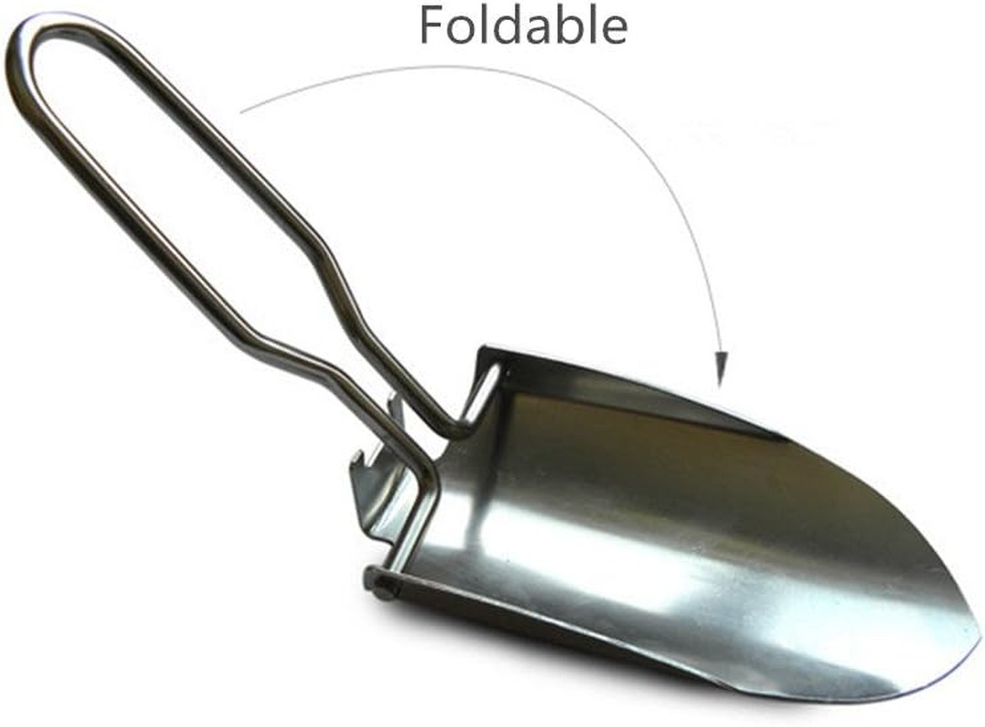 Garden Trowel Mini Outdoor Foldable Hand Shovel (Silver & Black-2pcs)