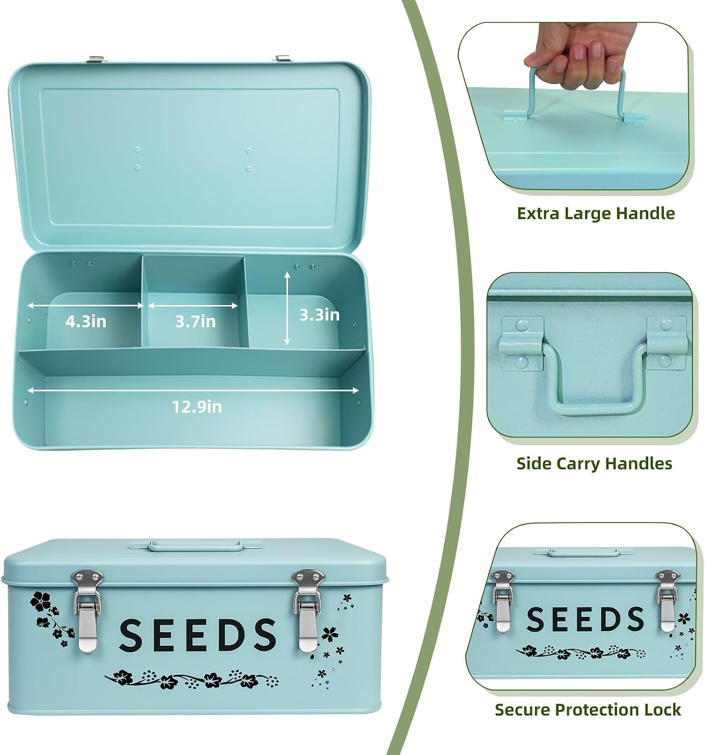 8 in 1 Seed Storage Garden Seed Organizer W/ Gardening SuGarden Tool Set Box W/