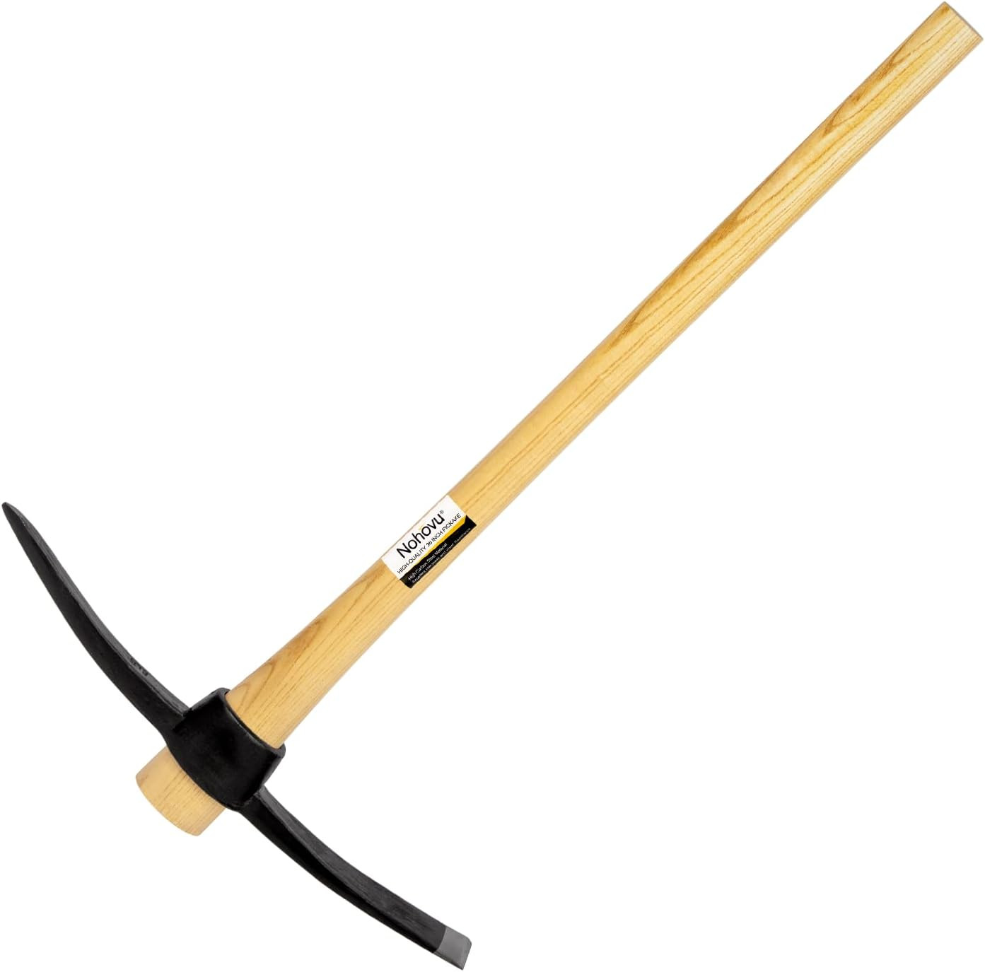 Pickaxe with Wood Handle, Heavy Duty Forged Steel Pick Axe for Digging, 36 Inche