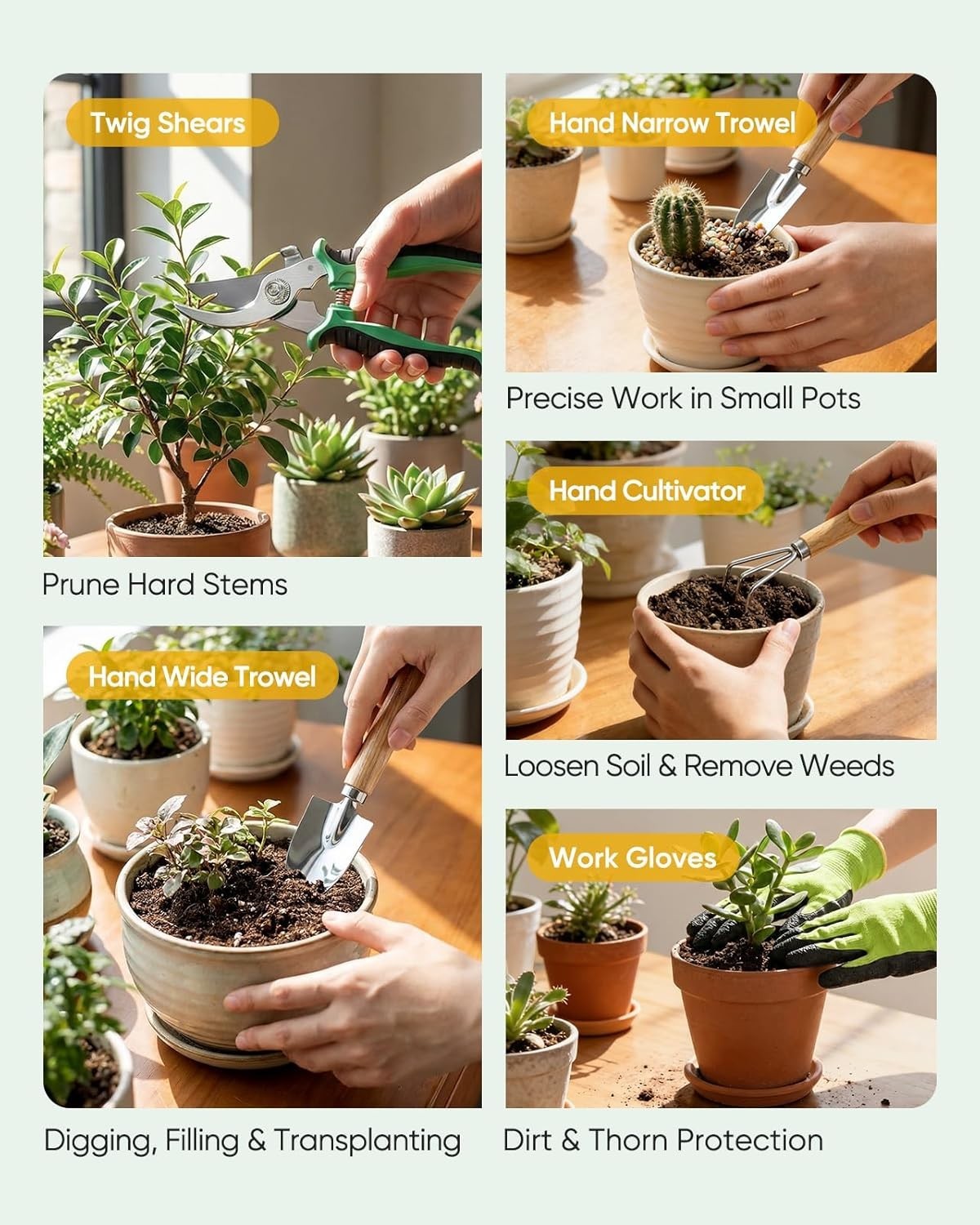 Garden Tool Set 7 Piece Stainless Steel with Repotting Mat Garden Tools Kit with