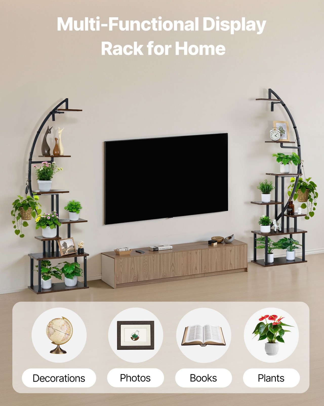 Plant Stand Indoor with Grow Lights, 65.5 in Tall 7-Tiered Lighted Plant Shelf,
