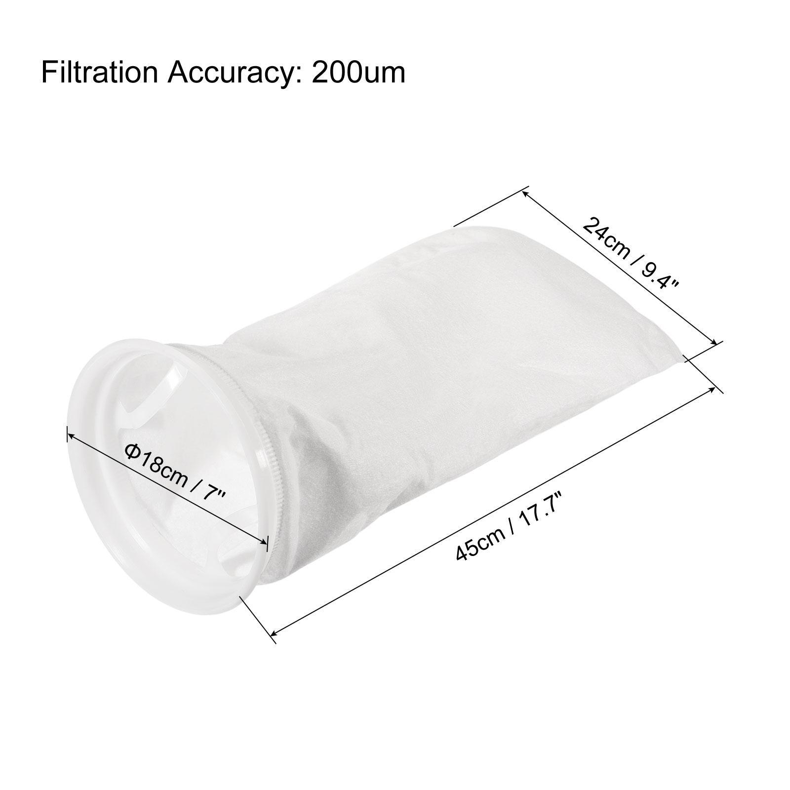 7” Ring Filter Socks, 200 Micron Mesh Bags Pool Skimmer Basket, White