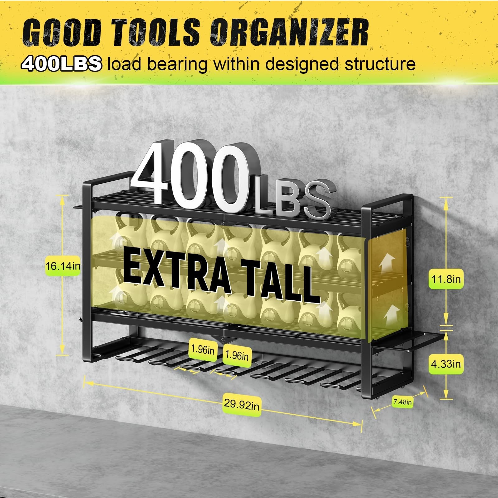 Hipidian Power Tool Organizer Wall Mount – Storage Rack with 4 Drill Holders …