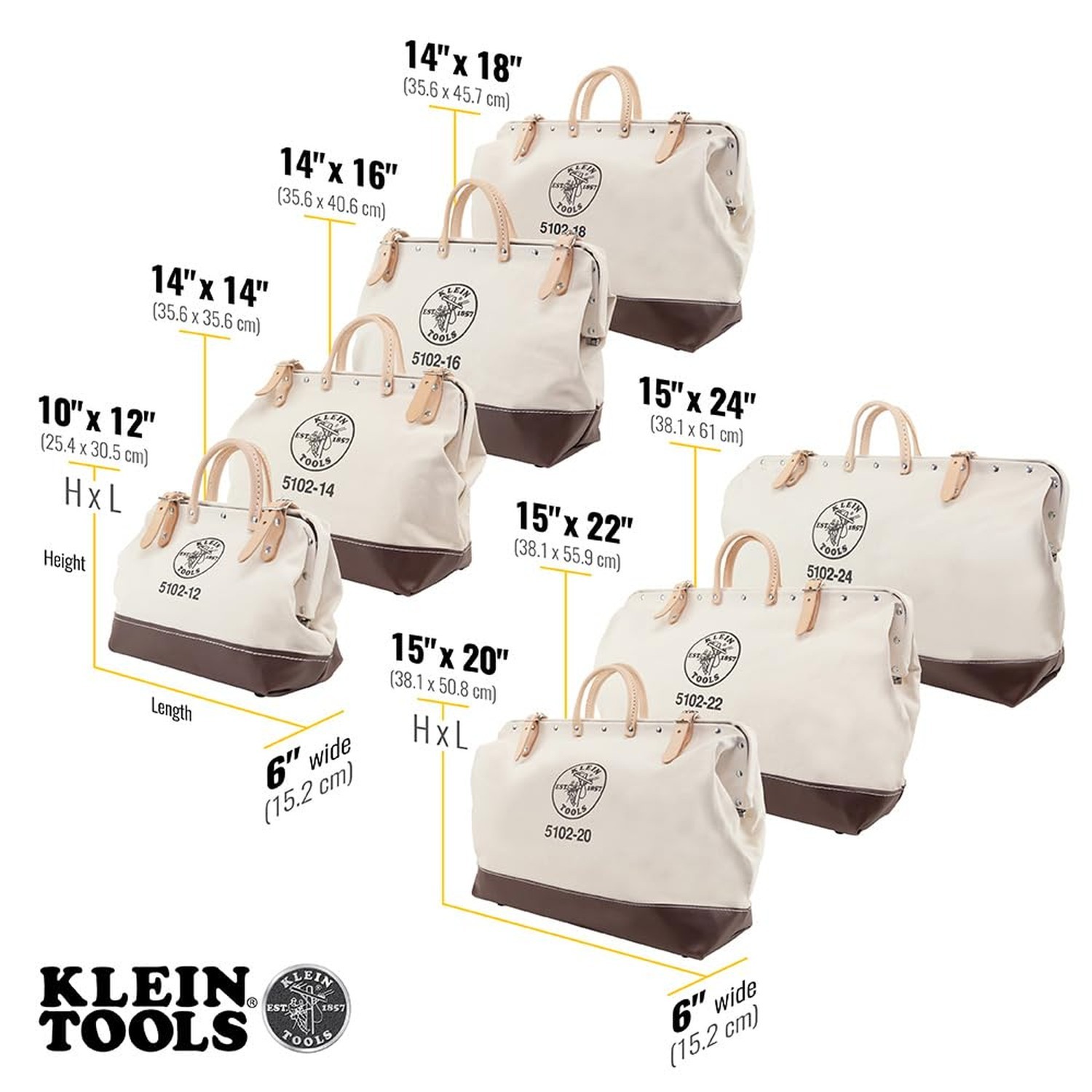 Klein Tools 5102-16 Heavy Duty Natural Canvas Tool Bag, Tool Tote, Multi-Purp…