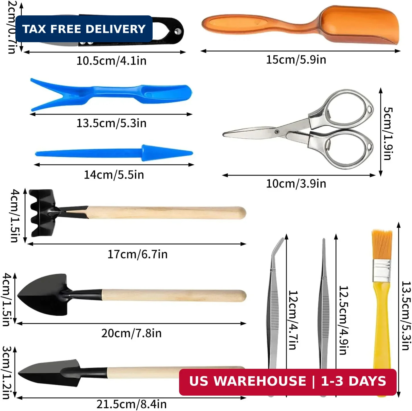 Andiker Mini Garden Tool Set, 12pcs Portable Gardening Hand Tools Set, Multiple