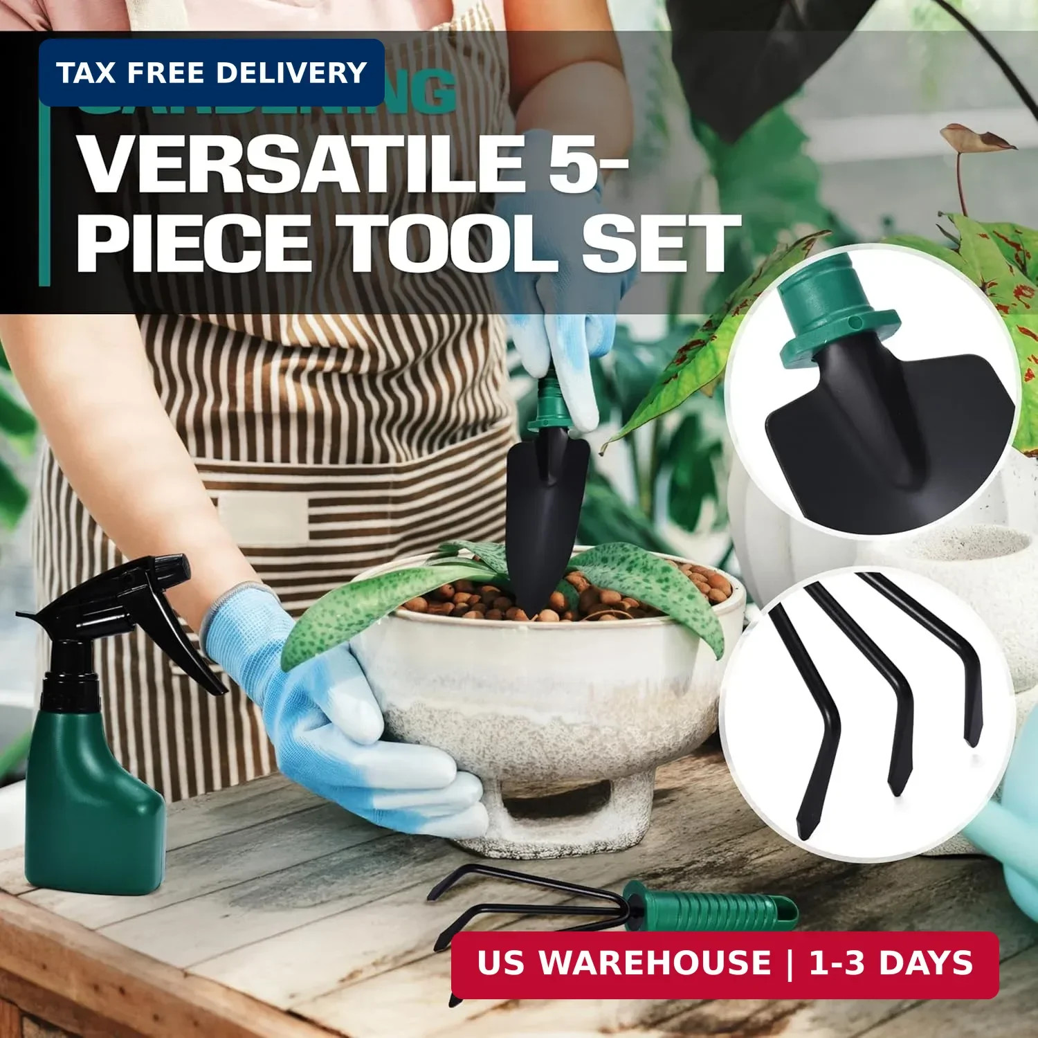 2wayz Garden Tool Set – 5-Piece Durable Gardening Hand Tools – 3x12x7-inch Garde