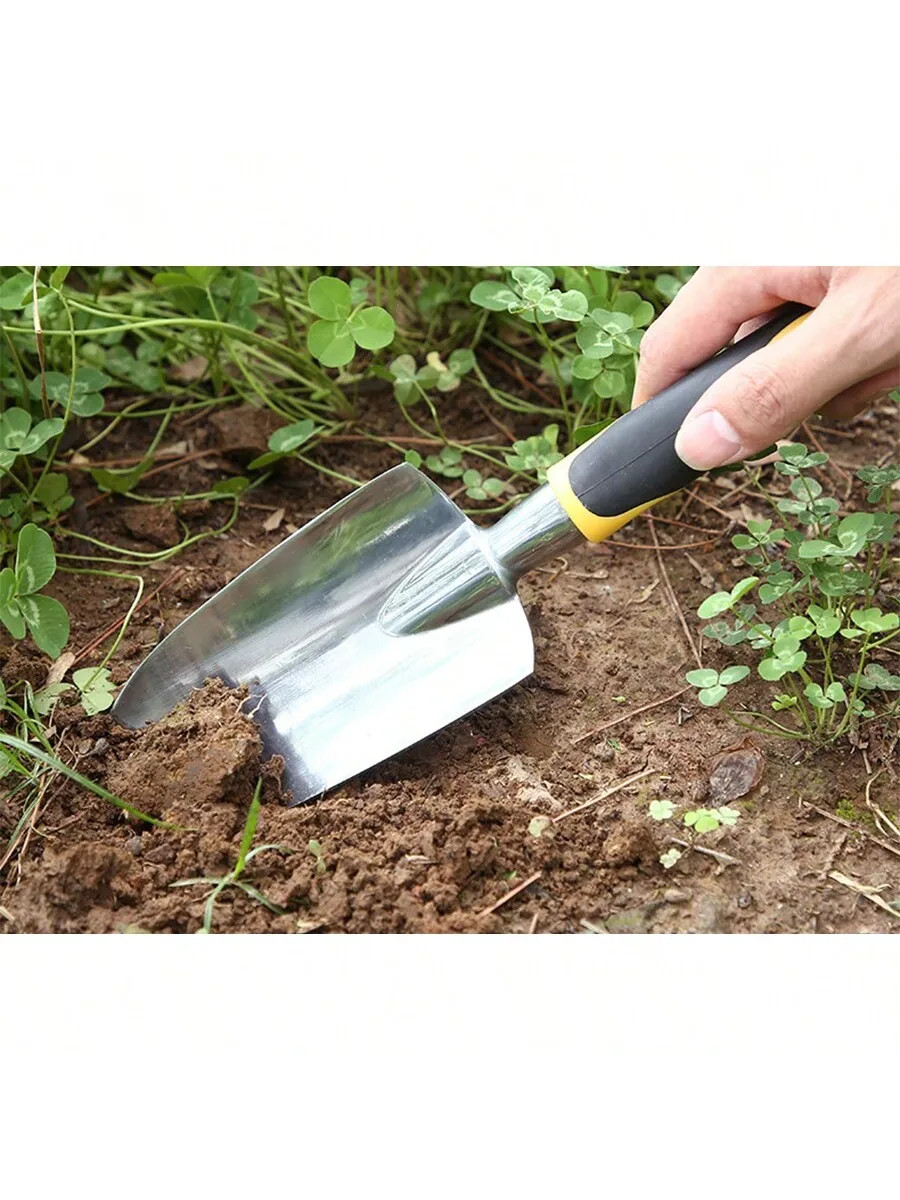 1pc/ Stainless Steel Gardening Shovel With Rubber Anti Slip Handle for Planting