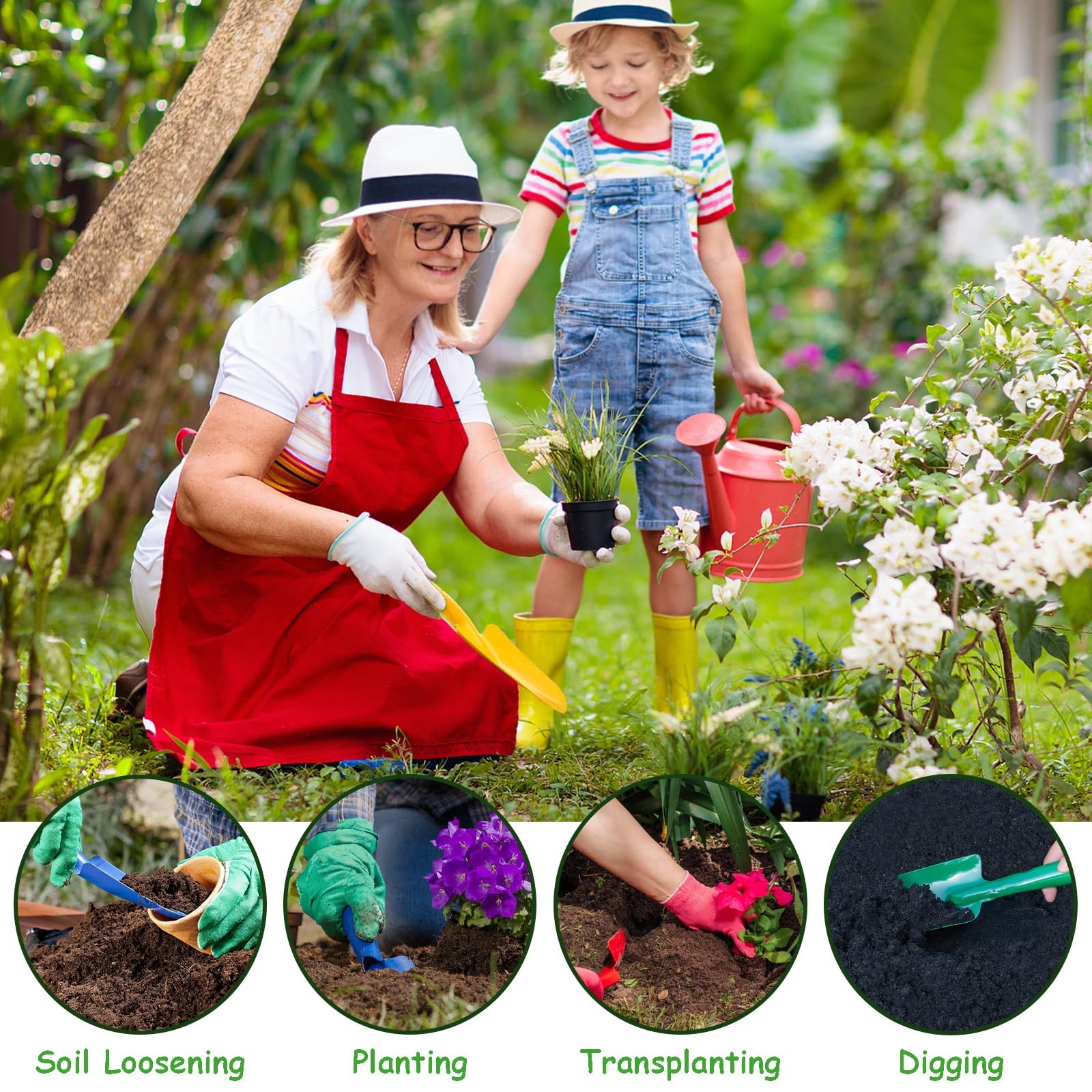10 Pack Colorful Metal Garden Shovels & Trowels for Planting & Digging