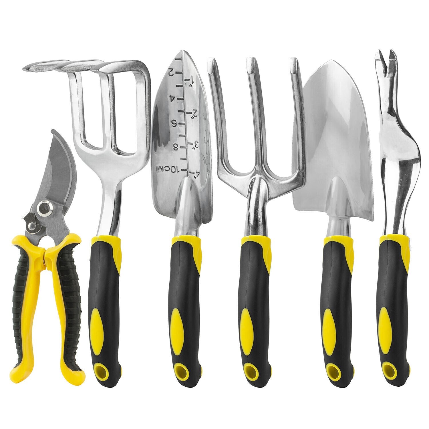 6 Piece Gardening Tools Set Aluminium Garden Kit Trowel Secateurs Fork Weeder