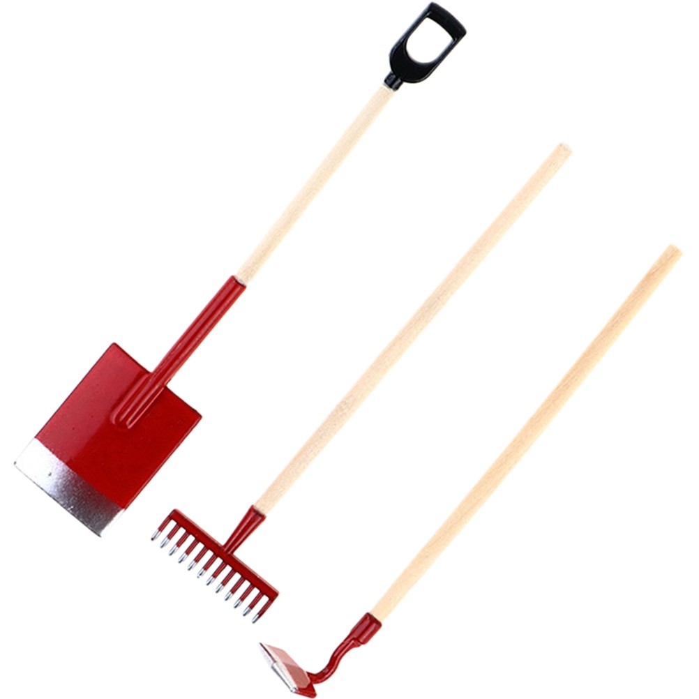 3 Pcs Gardening Little Ironshovel Miniature Dollhouse Tools Hand
