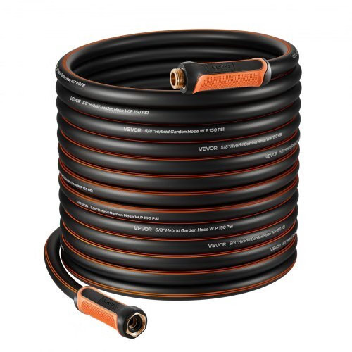 Garden Hose, 100 ft 5/8″ Heavy Duty 4-Layer Rubber Water Hose, 150PSI Working &