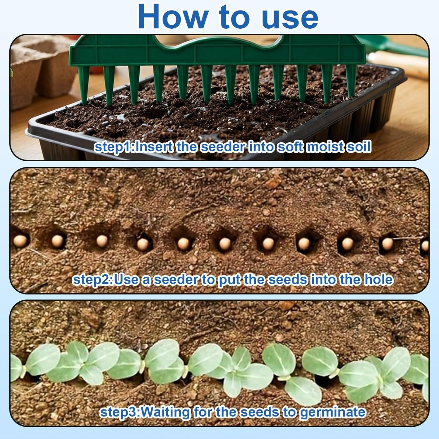 7-Piece 10Inch Seed Spacing Set, Seed Planter Tool, Handheld Gardening Tool with