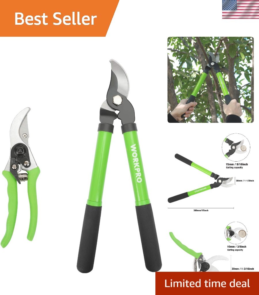 Ergonomic Pruning Tool Set – 15” Lopper & 8” Pruner for Effortless Gardening