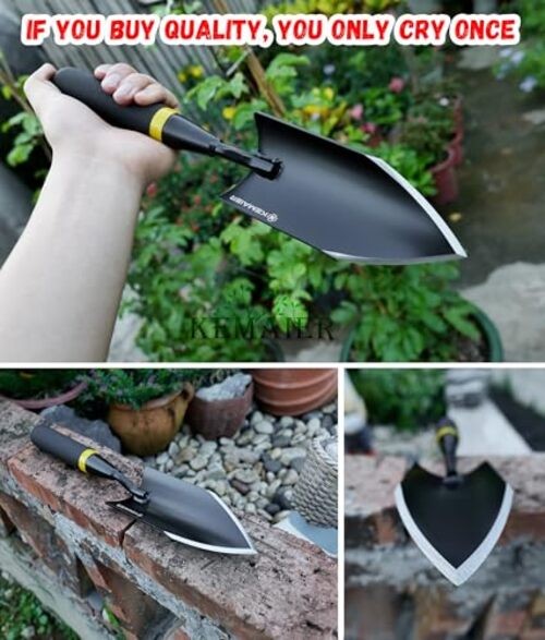 Heavy Duty Gardening Hand – Carbon Steel Garden with Rubberized Handle – Trowel