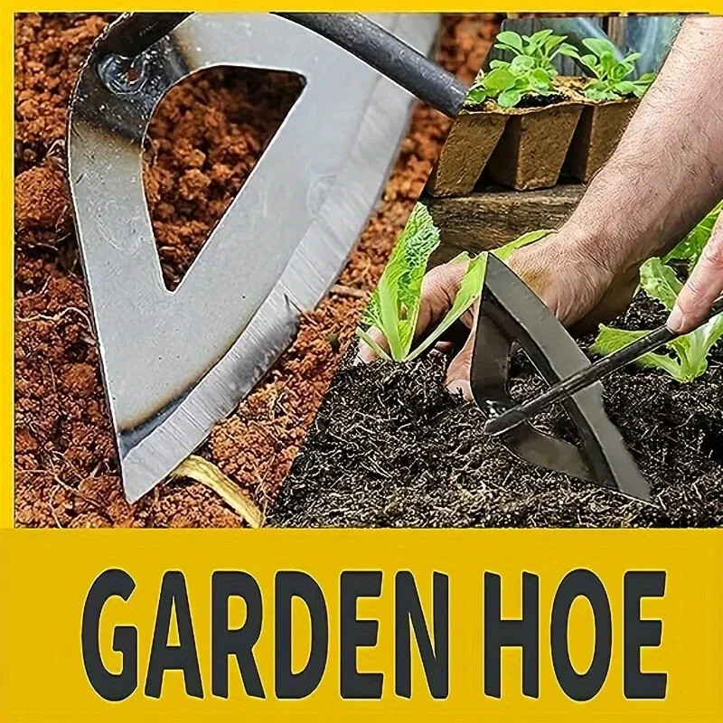 Premium All-Steel Hardened Hollow Hoe – Handheld Weeding Rake Durable and