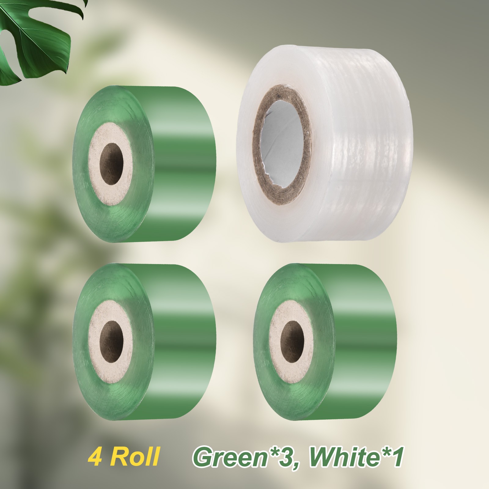 2 Rolls 2CM 3CM Width 100M Long PE Fruit Tree Grafting Tape, Green White