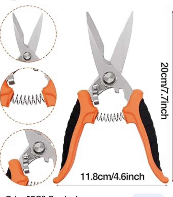 Garden Scissors Pruning Shears Hand Pruners Stainless Steel Blade Soft Grip