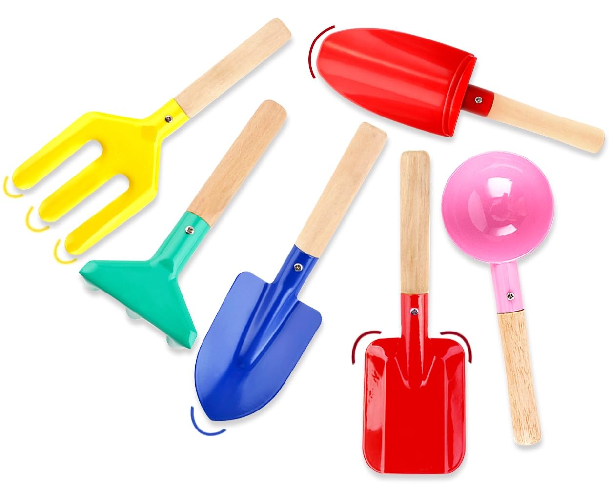 Kids Gardening Tools 6 Piece Metal Beach Sand Box Set Gardening Tools for Kids