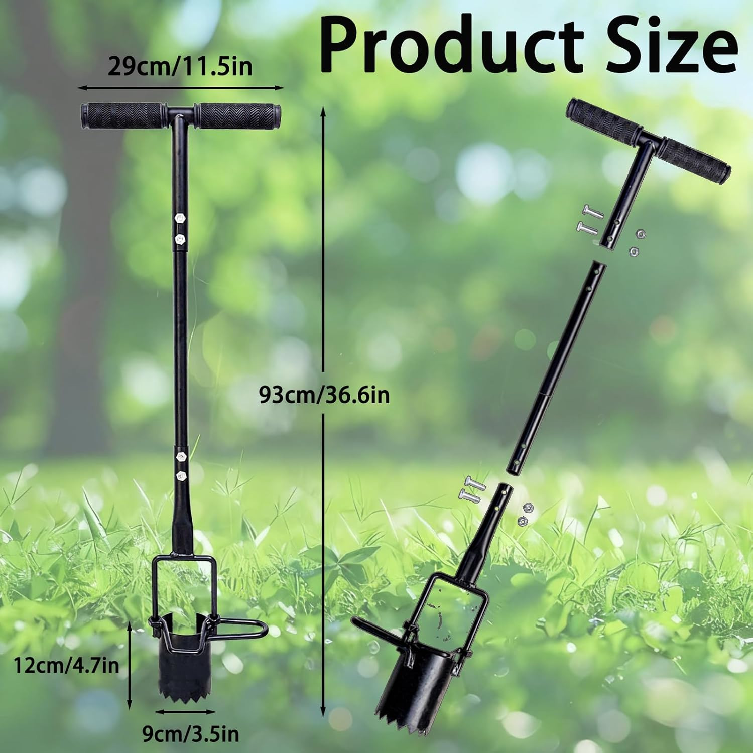 Bulb Planter Tool Long Handle,Soil Sampler Lawn Aerator with Soft Grip,Serrated