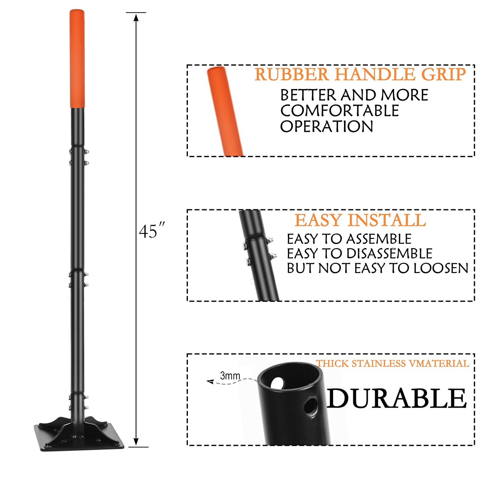 8-inch x 8-inch Steel Tamper Tool, Heavy Duty Hand Tamper