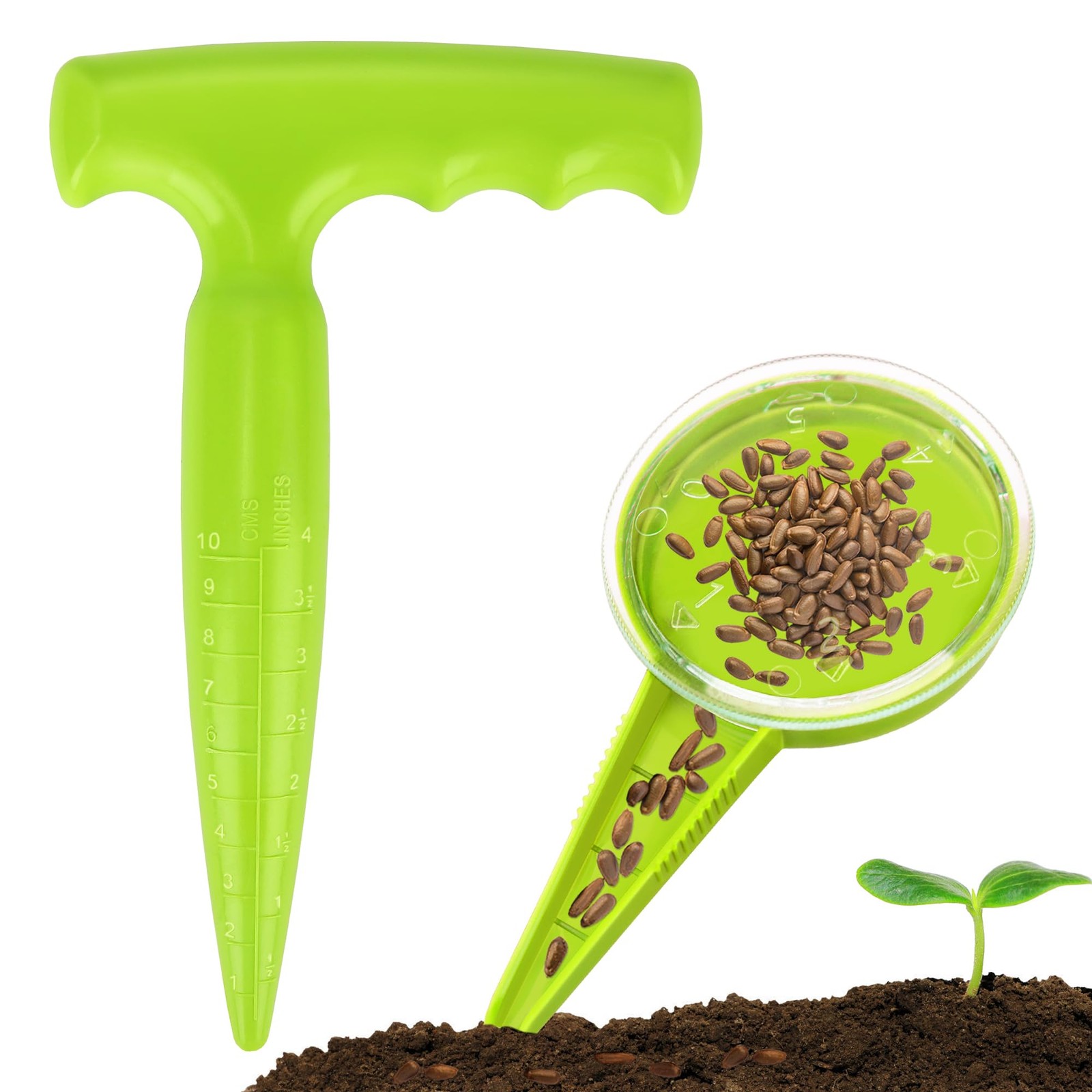 Herramienta para sembrar semillas, plantador de plástico de 6,9″ para jardín