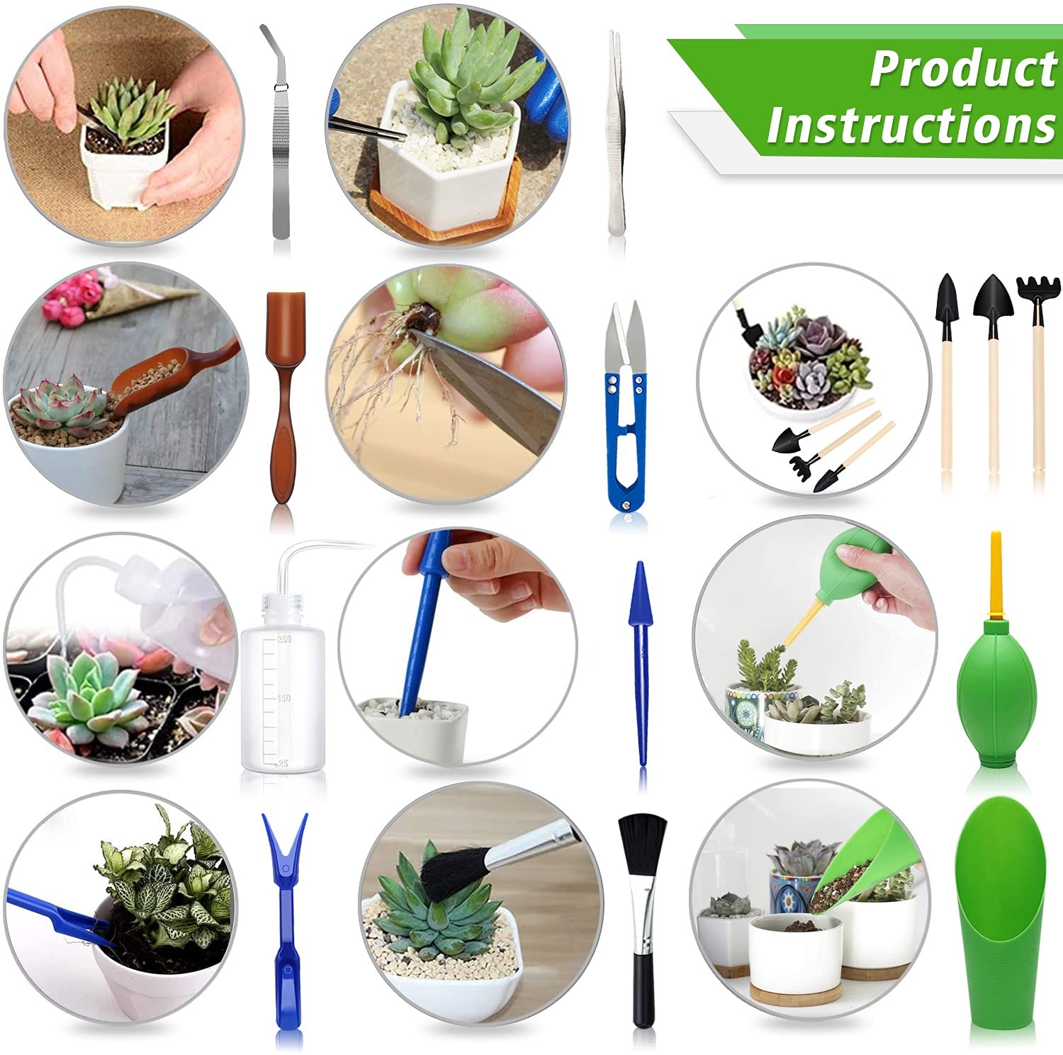 Mini Garden Tool Set for Succulents 13 Pcs Transplanting Care Kit