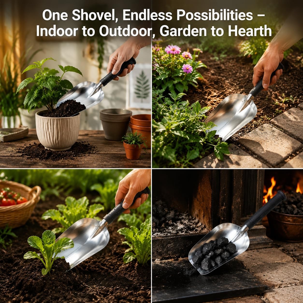 Garden Hand Shovel Stainless Steel 11.8″ x 4.5″ Scoop