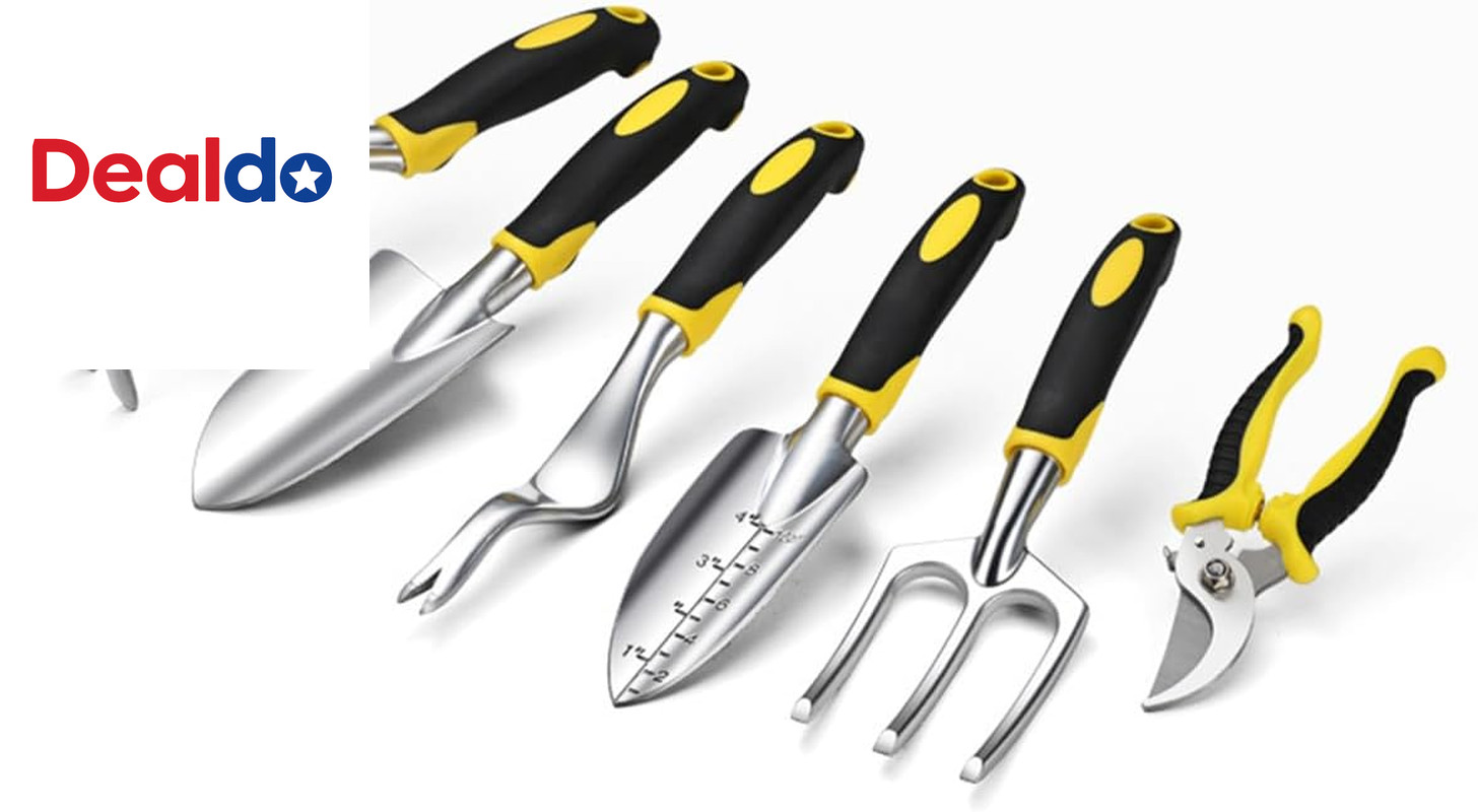 6Pcs Garden Tool Set, Includes Garden Shovel, Transplant Trowel with 4 Inch Dept