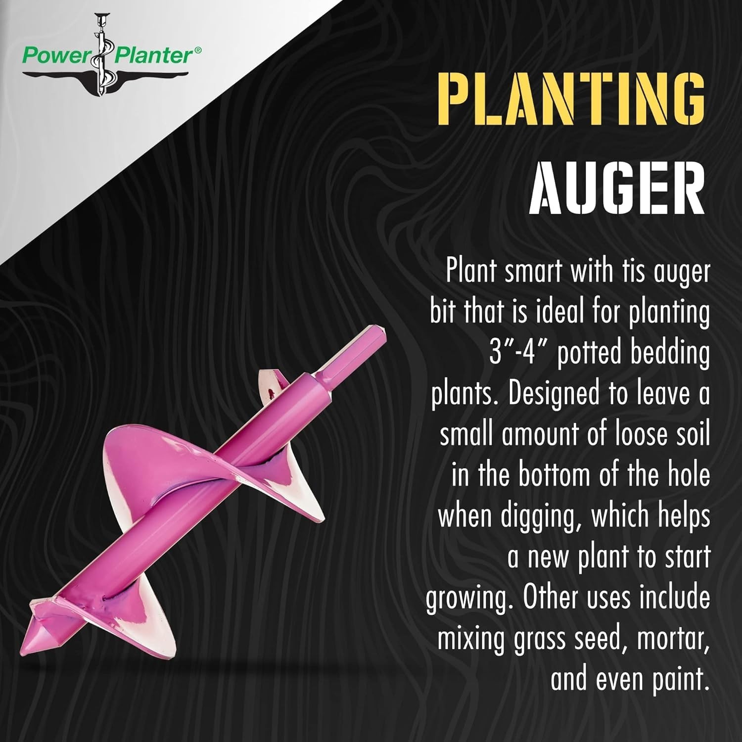 Power Planter 307PNK 3 x 7 in. Bulb Planting Auger & Bedding Plant Tool Pink