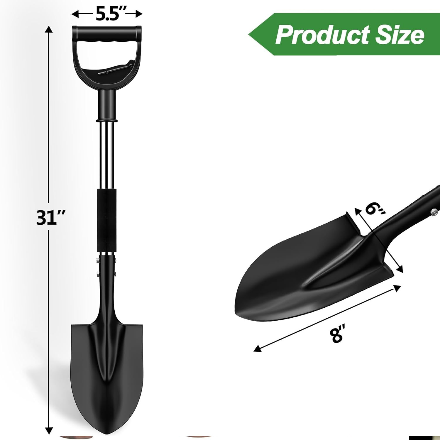 Garden Shovel Big Grip Handle Metal Strong Shovel Spade for Digging Trimming B