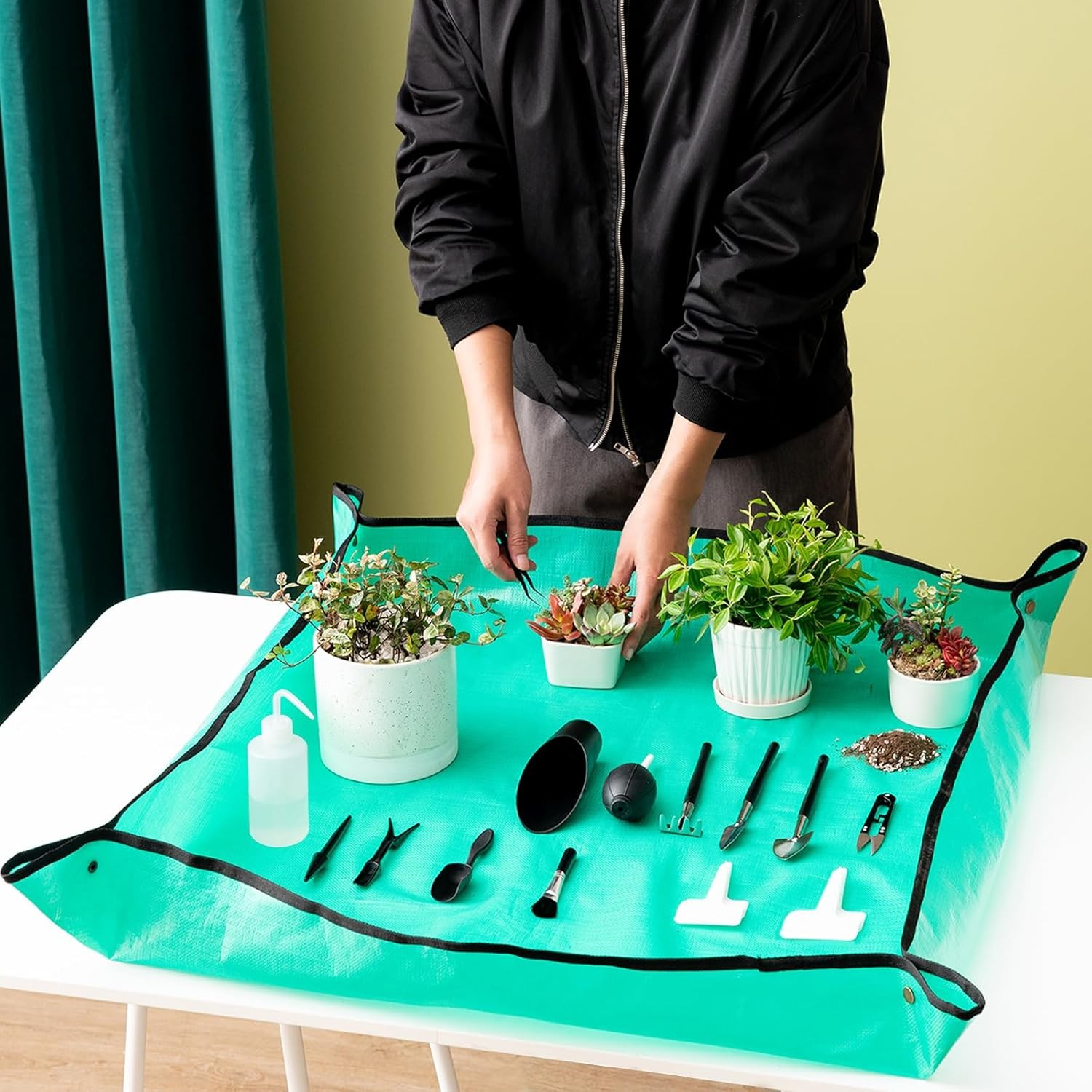 25-Piece Mini Garden Handmade Transplanting Tool Set for Succulents (Black)