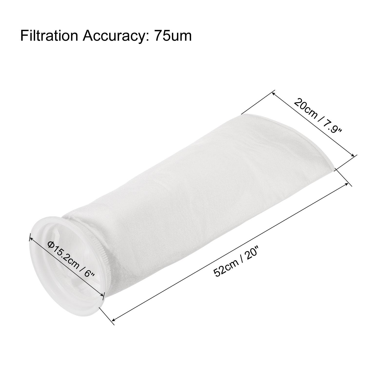 6” Ring Filter Socks, 75 Micron Mesh Bags Pool Skimmer Basket, White