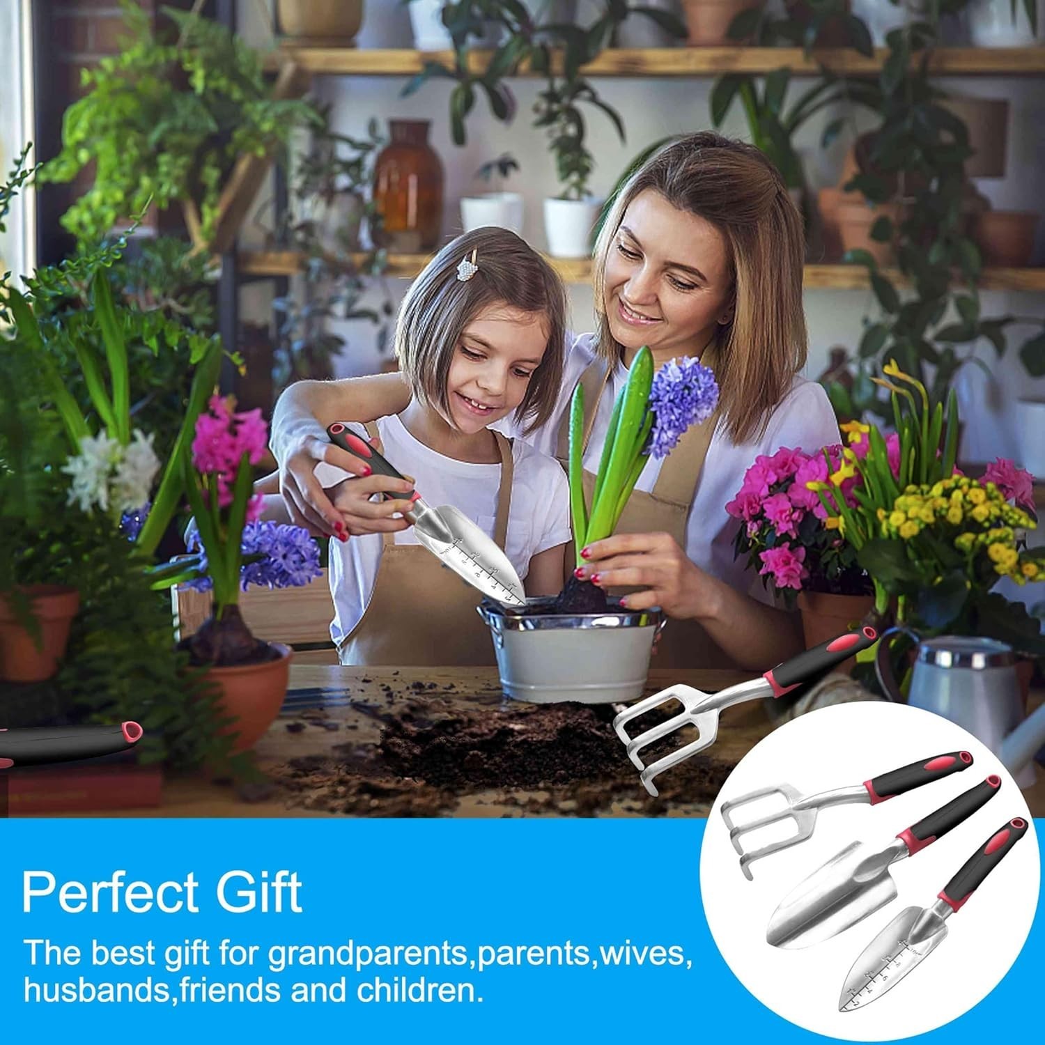 Garden Tool Set, 3 Pieces Aluminum Heavy Gardening Kit Including Hand Shovel,…