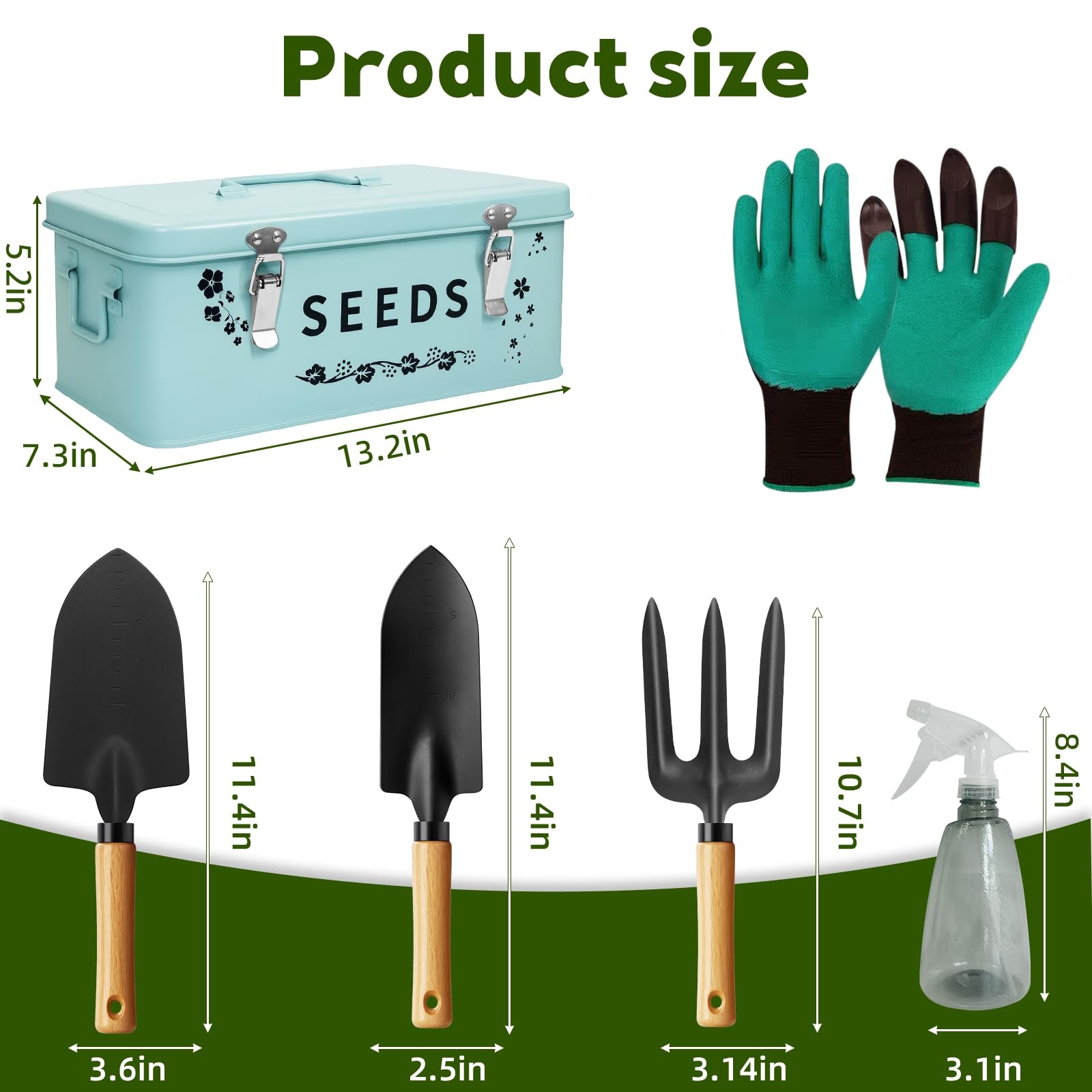 8 in 1 Seed Storage Garden Seed Organizer with Gardening SuGarden Tool Set Bo…