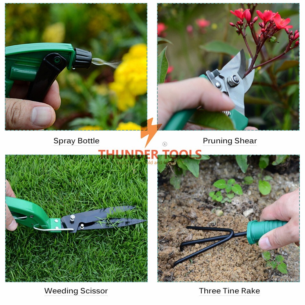 Thunder Tools 10pcs Garden Tool Set Gardening Tools Gift Kit Non-Slip Handle