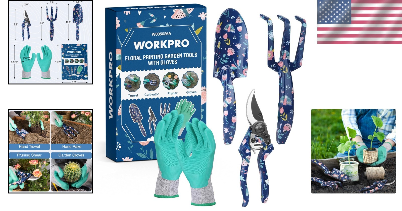 Heavy Duty Aluminum Garden Tools Set – Trowel, Rake, Pruner & Gloves Included