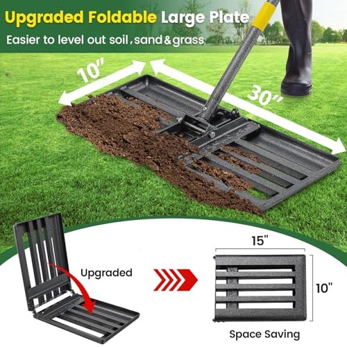 Lawn Leveling Rake with 30″x10″ Foldable Curved Ground Foldable 30X10″ – 6FT