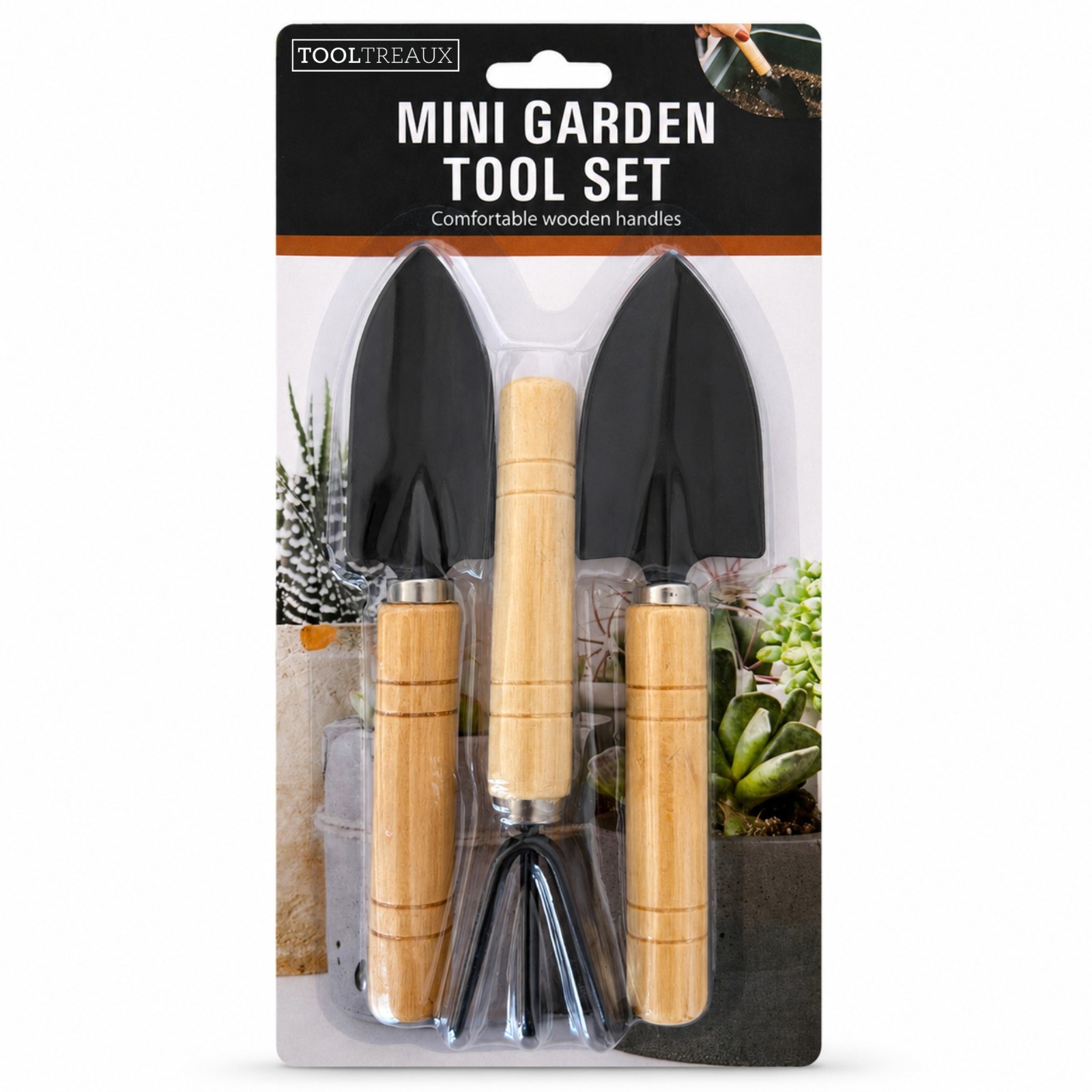 2 Pack ToolTreaux 3pc Mini Garden Tools Set w/ Hand Trowels & Cultivator (7″)