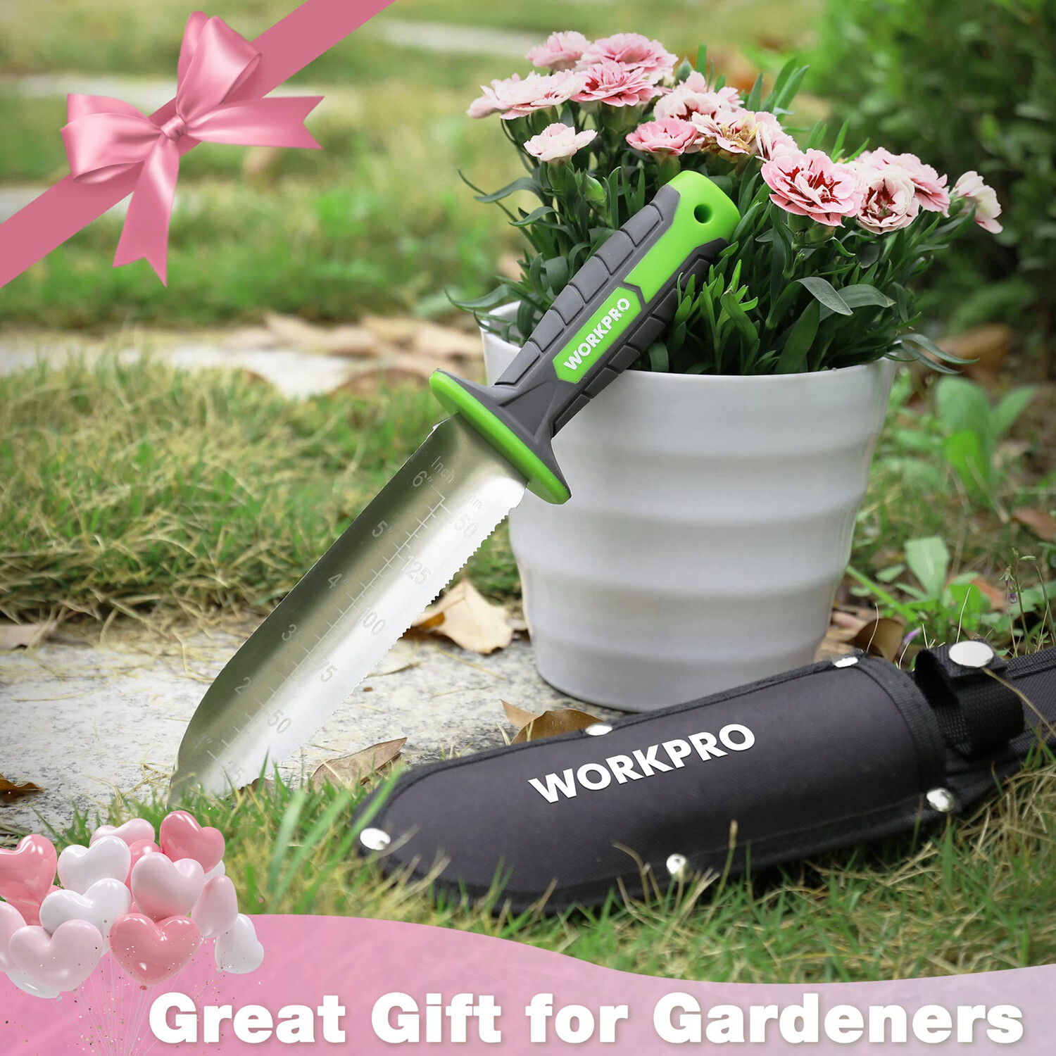 WORKPRO 7 Inch Hori Hori Garden Knife Garden Tools with Oxford Sheath Green New