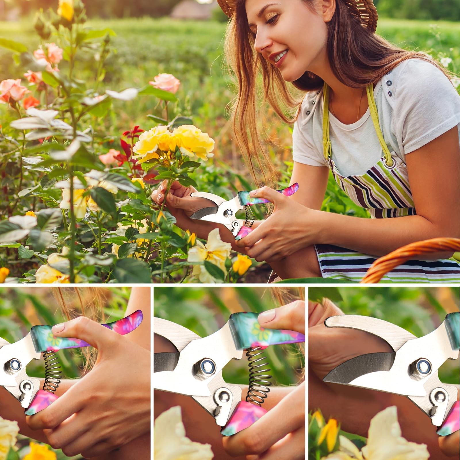 Gardening Tools Set 10 Pieces Ergonomic Hand Tools with Carrying Case