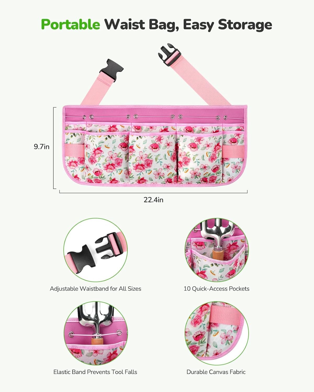 All-in-One Garden Tool Set with Tools Organizer Belt Adjustable, 10-Piece Garden