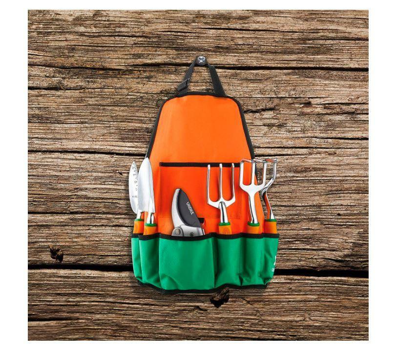 Ukoke 12 Piece Aluminum Garden Tool Kit & Gardening Apron with Storage Pocket