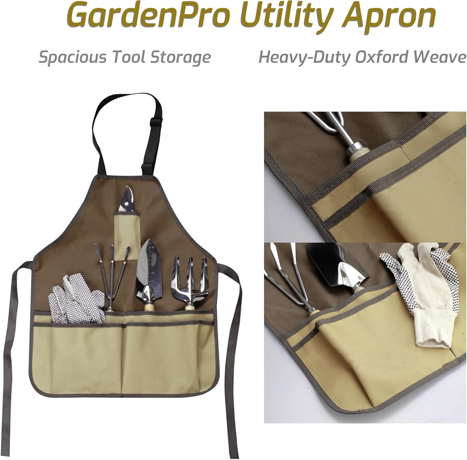13-Piece Stainless Steel Garden Tools Set with Tote Bag and Apron