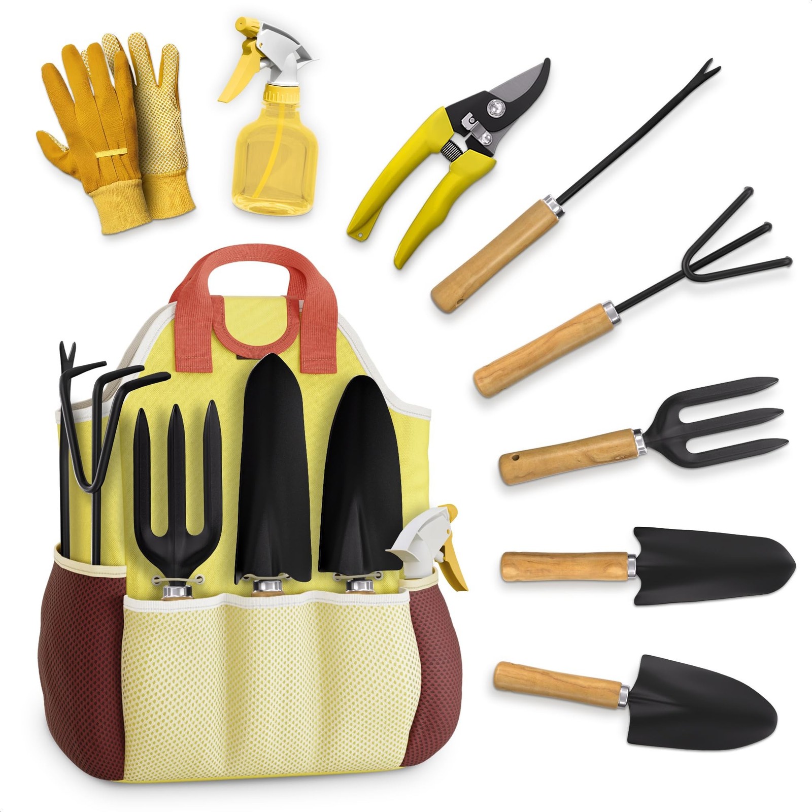 Compact Gardening Tool Set of 9 – Mini Garden Kit for Women with Multiple Poc…