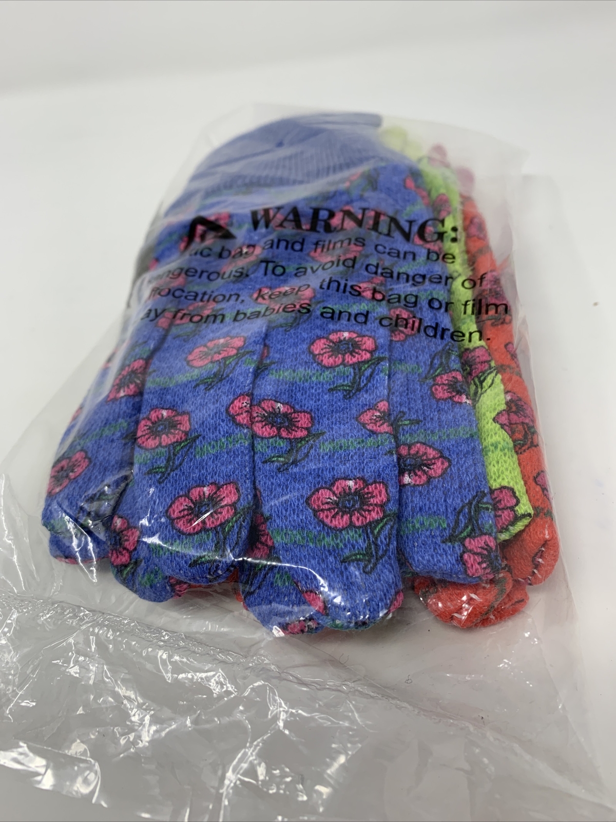 G & F JustForKids Soft Jersey Kids Garden Gloves 3 Pairs Red, Green & Blue