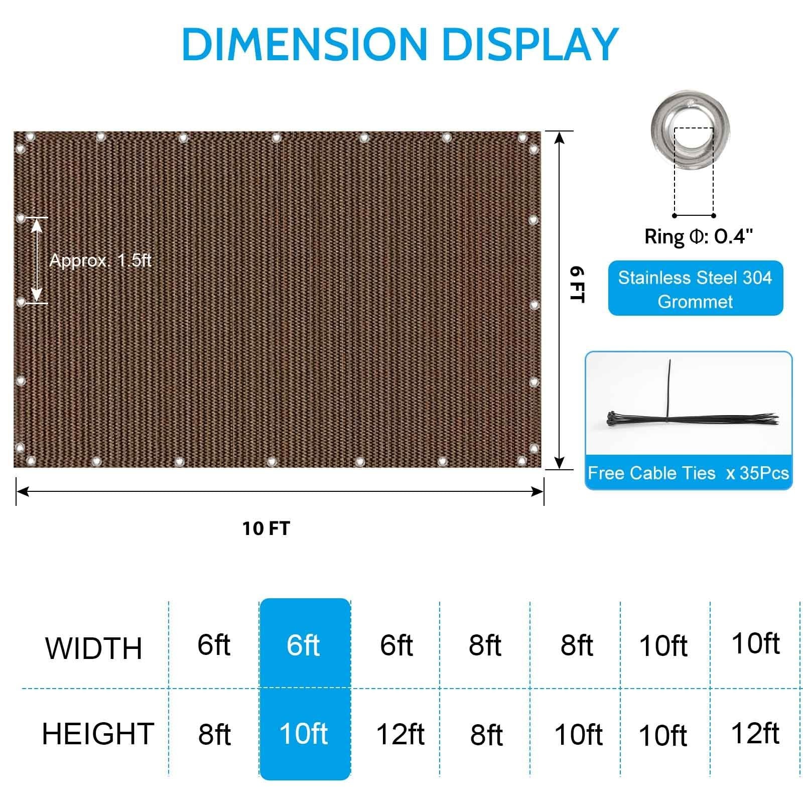 Pergola Shade Cloth,6×10 FT Sun Shade Fabric with Stainless Steel Reinforced …