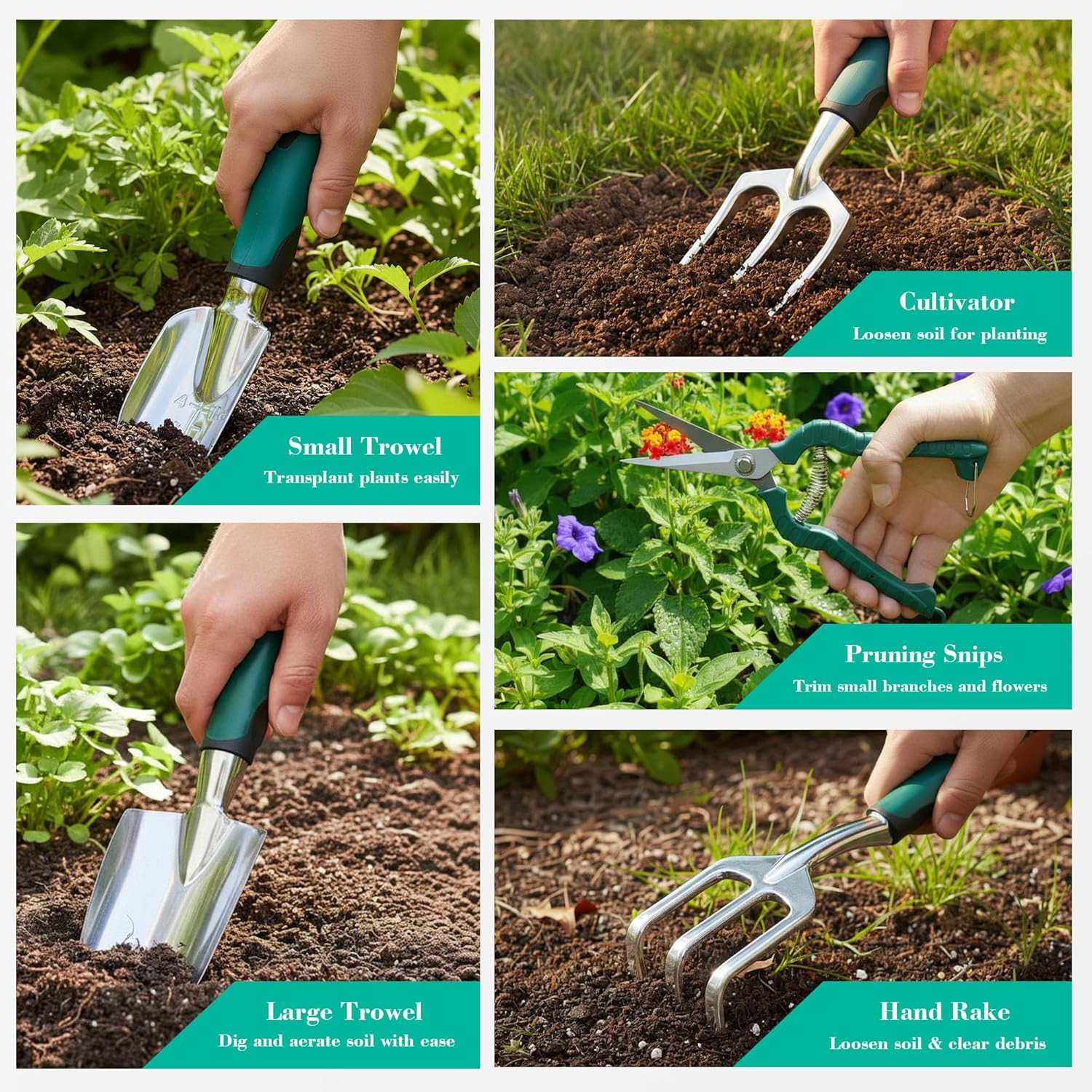 Garden Tool Set, Gardening Gifts for Women, Men, Mom, Dad, 11-Piece Heavy-Duty