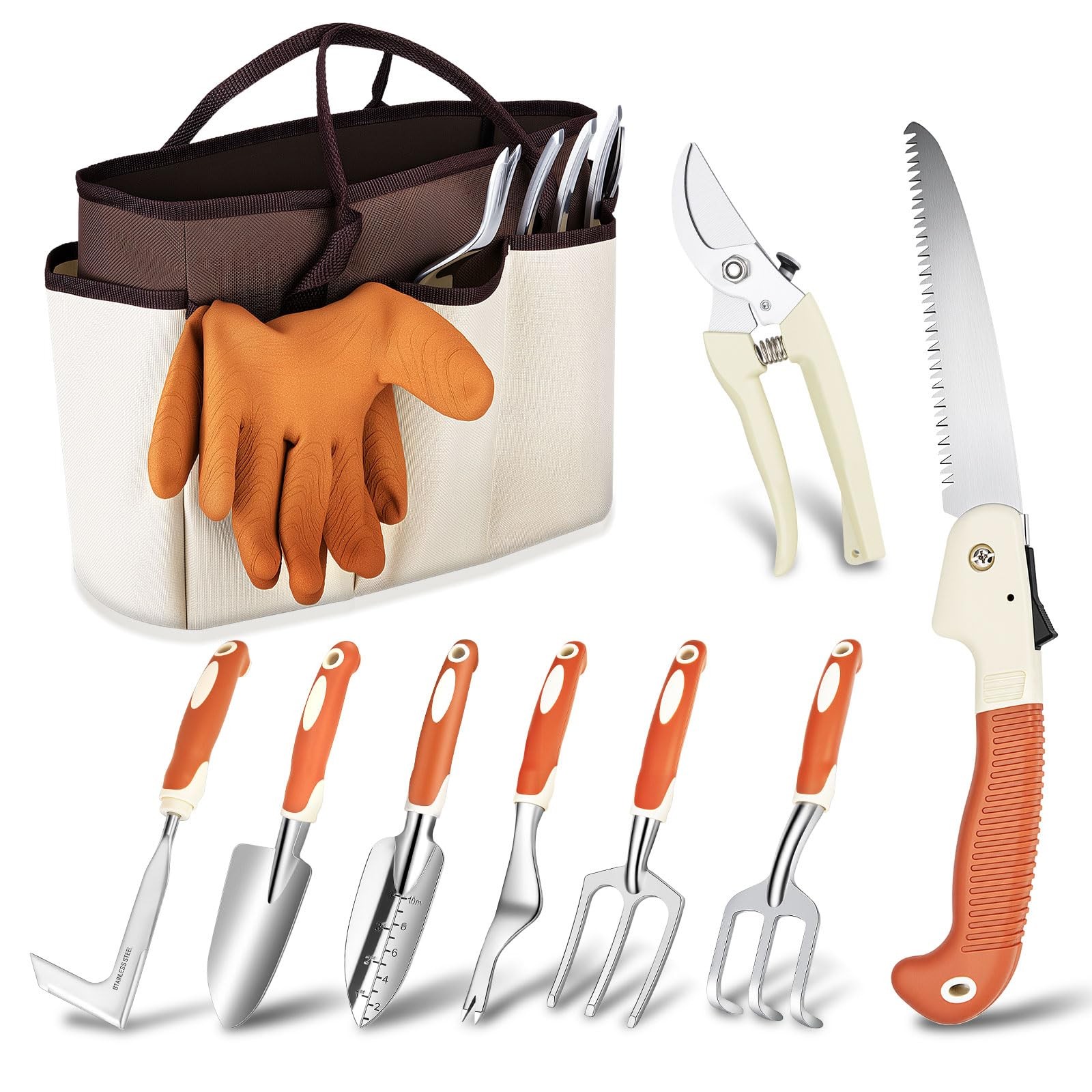 Garden Tool Set – 10 PCS Heavy Duty Stainless Steel Gardening Tools Set with …