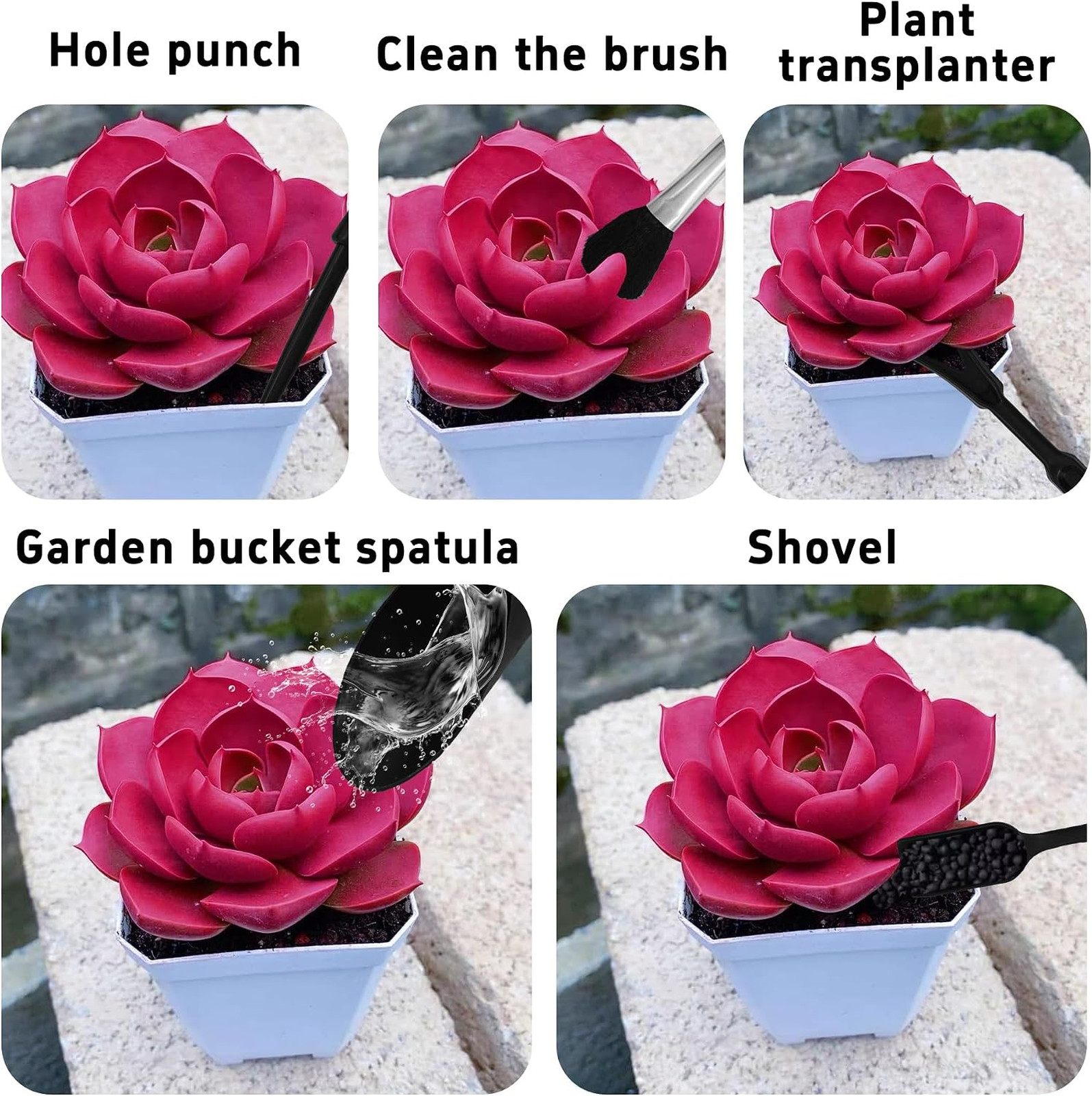 Mini Succulent Garden Tools Set Plastic 5Pcs Indoor Plant Transplanting Digging