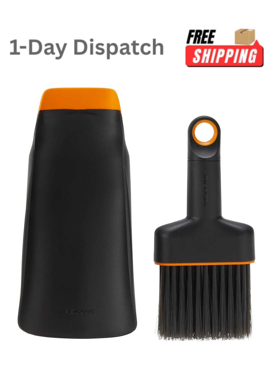 Fiskars Planting Soil Scoop & Brush Set Dual-Sided Indoor Digging & Cleanup Tool